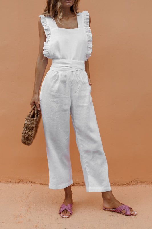 Chic Ruffle-Trim Isabella Sol Jumpsuit