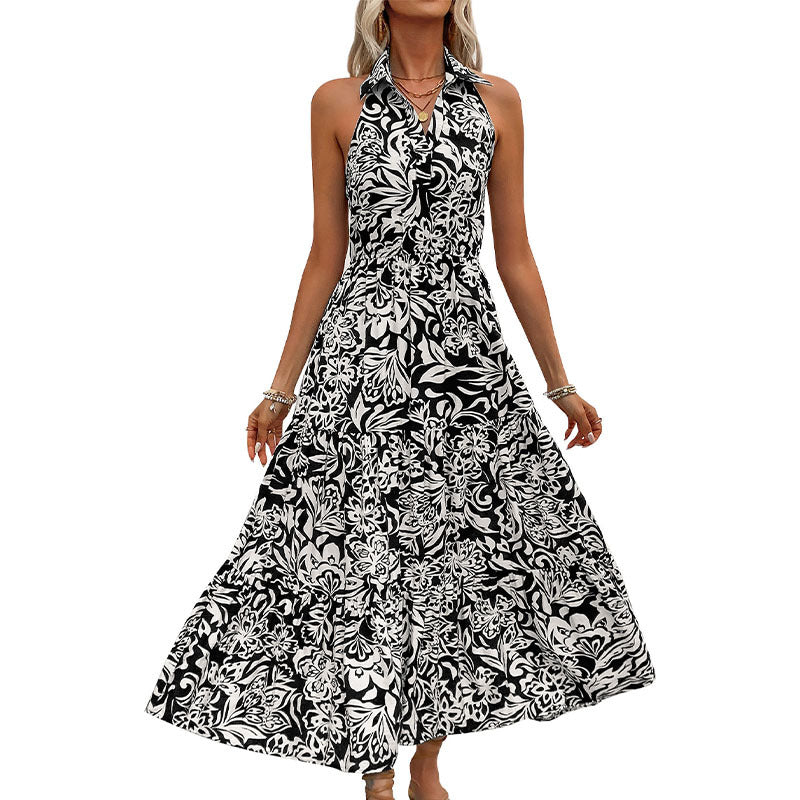 Elegante vestido halter floral de Isabella Sol