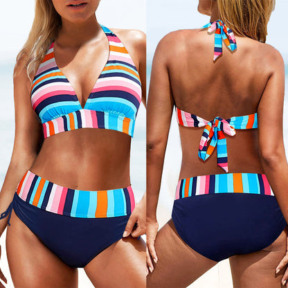 Bikini de talle alto a rayas de Isabella Sol