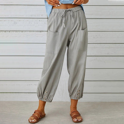 Pantalones holgados de algodón y lino de Isabella Sol