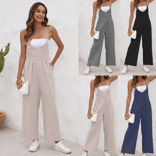 Chic Linen Blend Isabella Sol Casual Jumpsuit