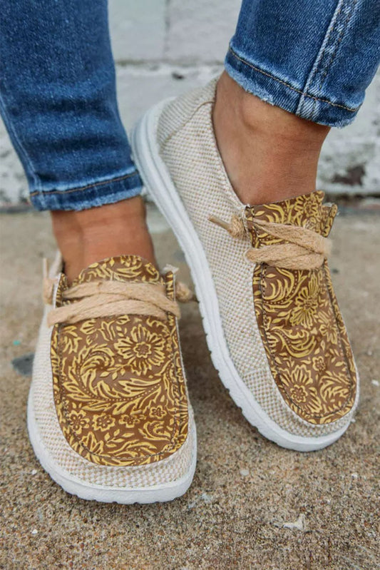 Mocasines de uso diario para mujer Isabella Sol con estampado floral en lona.