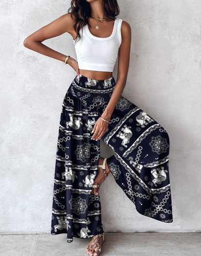 Pantalones anchos con estampado floral retro de Isabella Sol