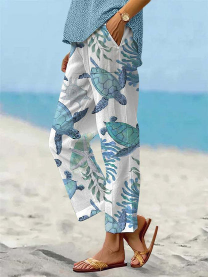 Pantalones cortos Isabella Sol con estampado de tortugas marinas