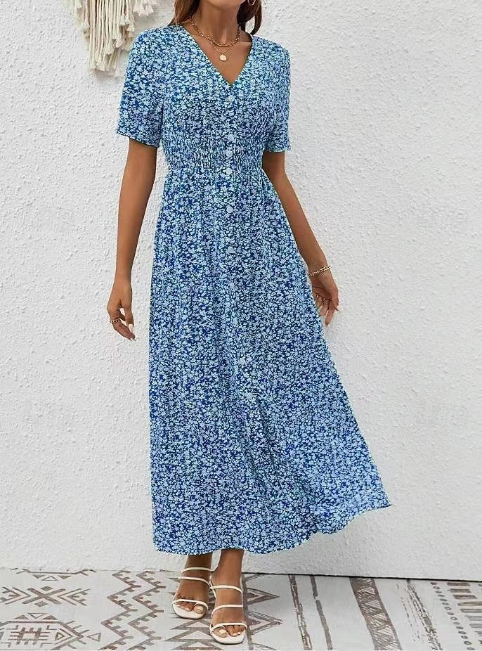Elegante vestido con escote en V y abertura lateral de Isabella Sol.