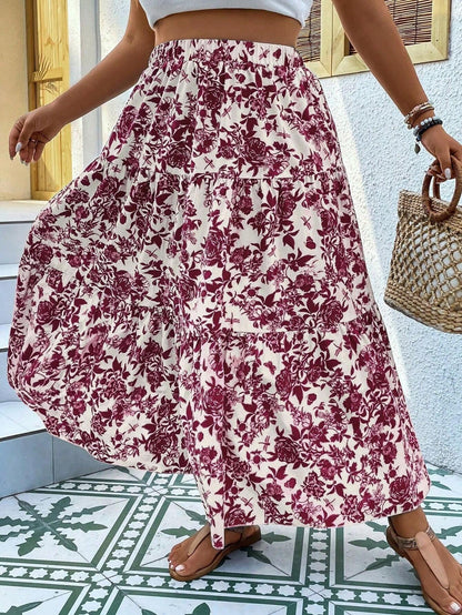 Falda larga de talla grande con estampado floral de Isabella Sol