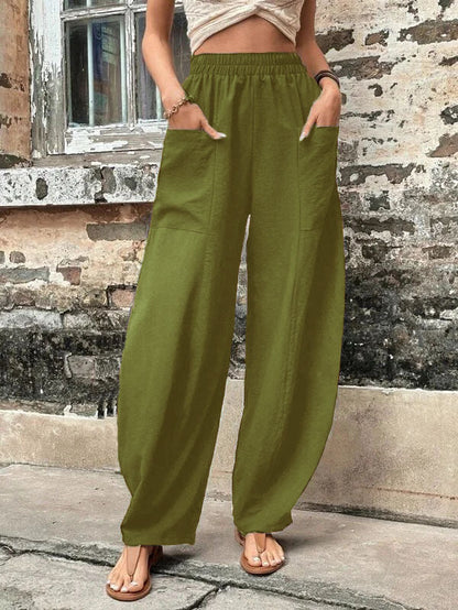 Pantalones harem de corte relajado Isabella Sol con bolsillos