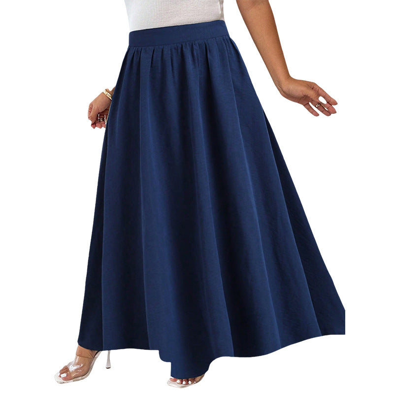 Elegante falda acampanada azul marino de Isabella Sol.
