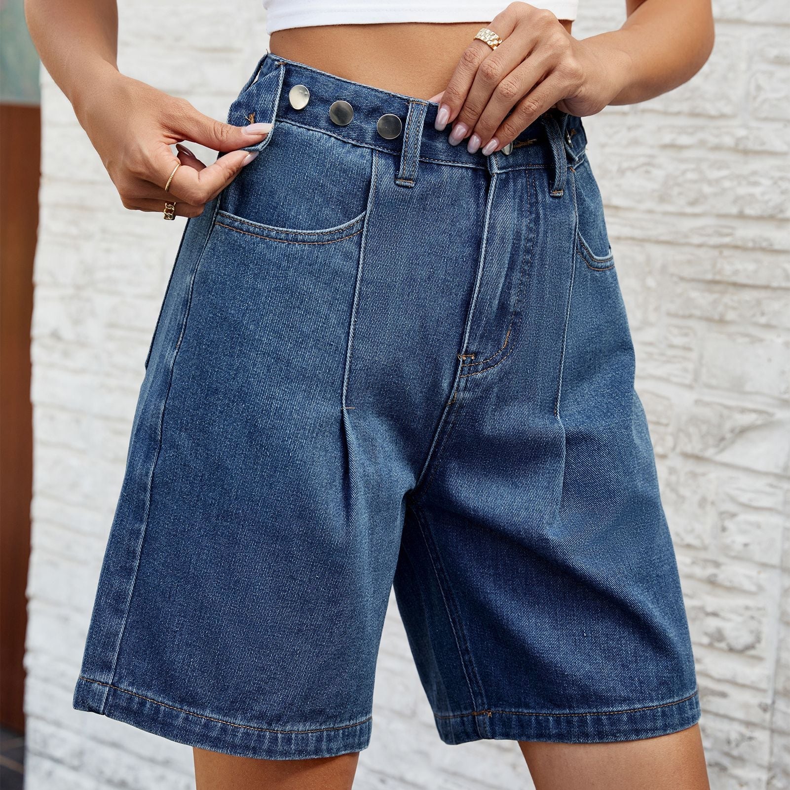 Adjustable Waist Denim Shorts Isabella Sol Women’s