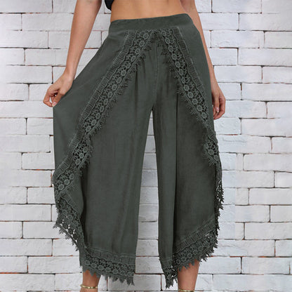 Elegantes pantalones anchos de encaje de Isabella Sol.