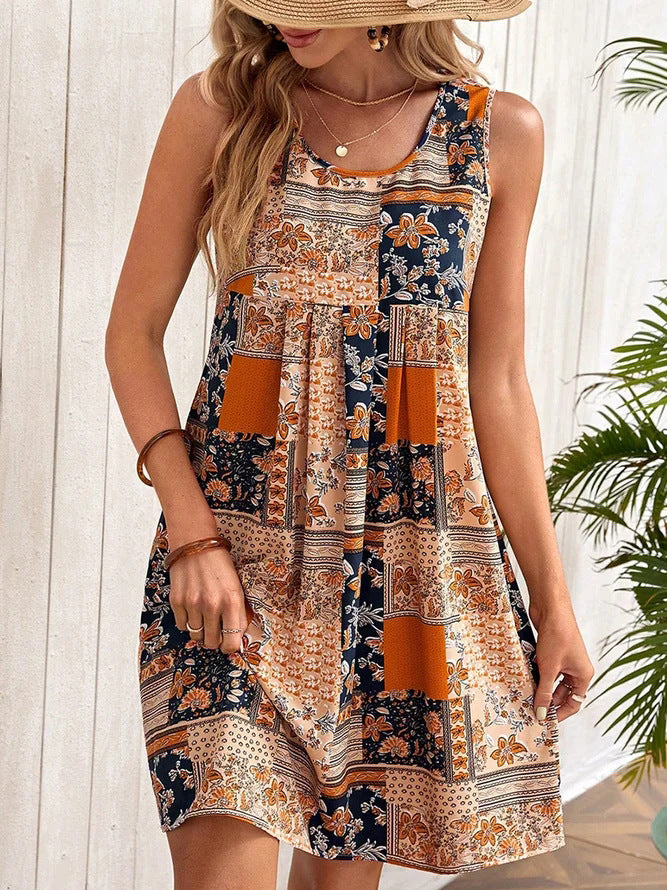 Vestido sin mangas de corte A estampado de Isabella Sol