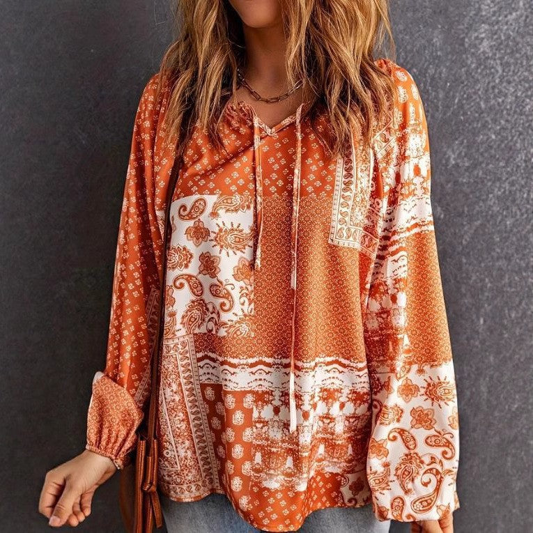 Blusa de manga larga con estampado bohemio de Isabella Sol