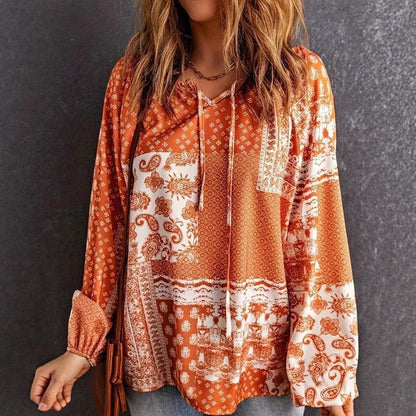 Blusa de manga larga con estampado bohemio de Isabella Sol