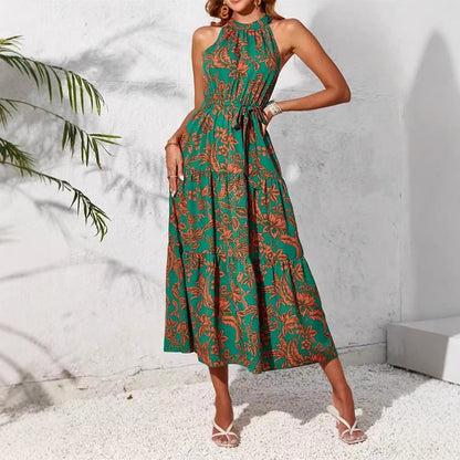Vestido de verano sin mangas con estampado floral bohemio de Isabella Sol