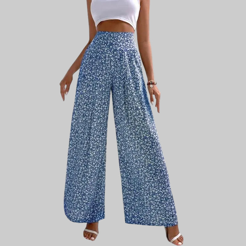 Pantalones casuales Isabella Sol de pierna ancha con estampado floral