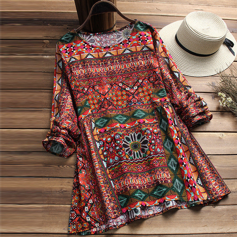 Blusa de algodón con estampado bohemio de Isabella Sol