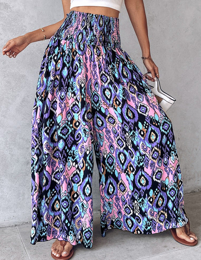 Pantalones anchos con estampado floral retro de Isabella Sol