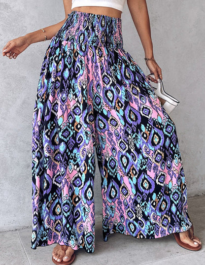 Pantalones anchos con estampado floral retro de Isabella Sol