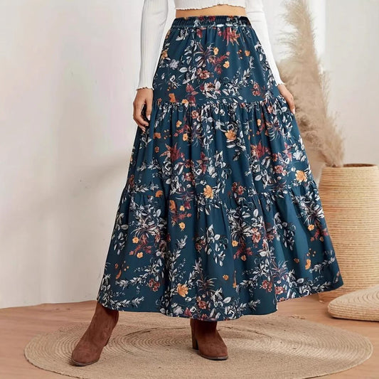 Falda midi Isabella Sol con estampado floral bohemio