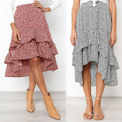 Floral Ruffle Midi Skirt by Isabella Sol