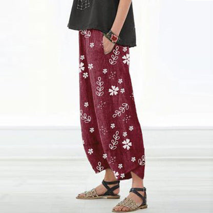 Pantalones anchos de algodón con estampado floral de Isabella Sol.