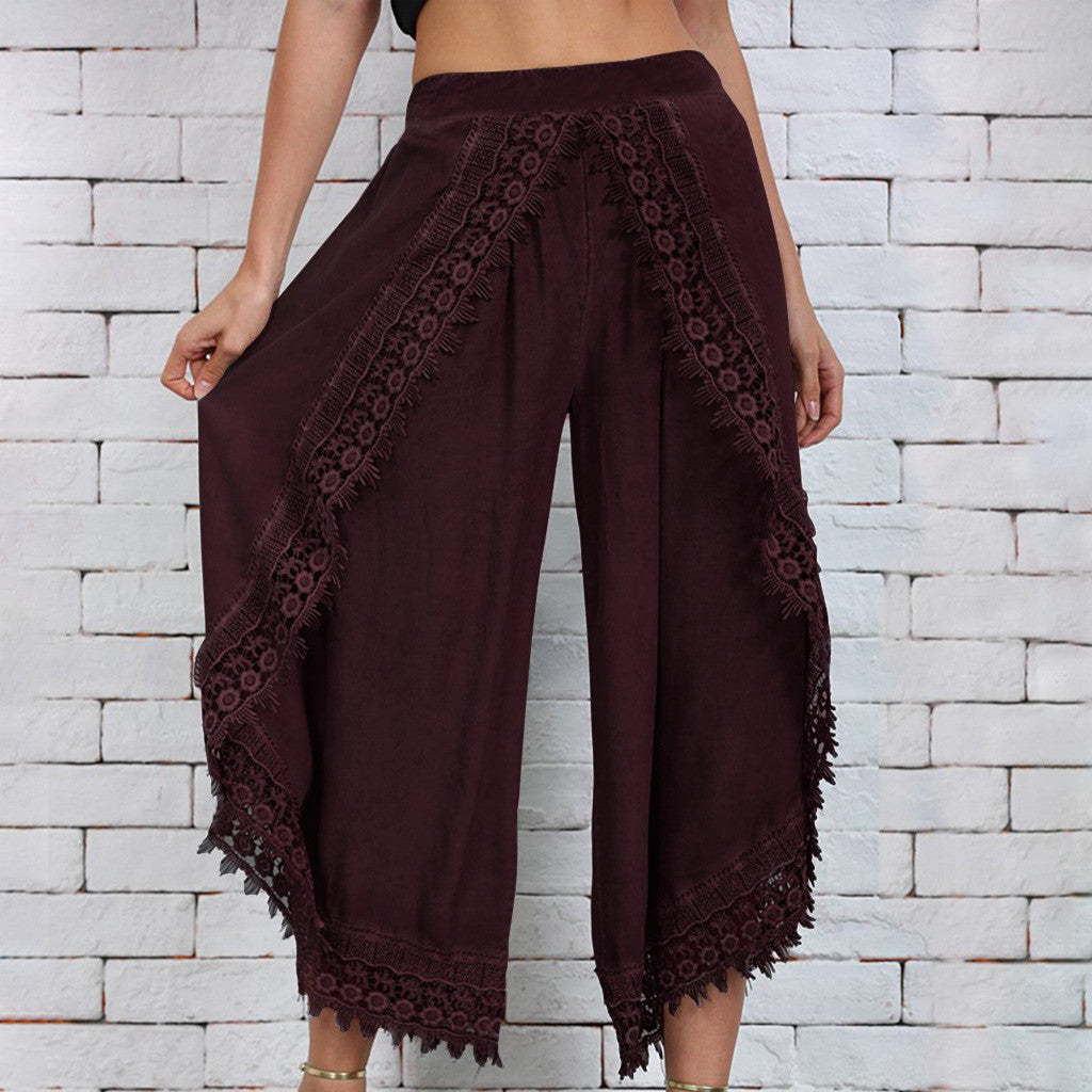 Elegantes pantalones anchos de encaje de Isabella Sol.