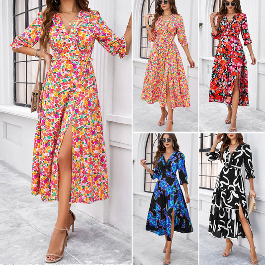 Elegante vestido midi floral de Isabella Sol para vacaciones