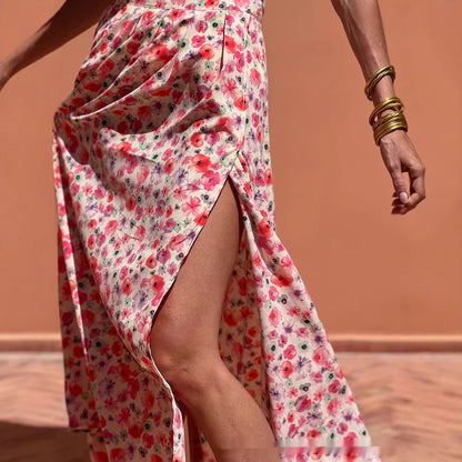 Elegante falda larga floral Isabella Sol para uso diario.