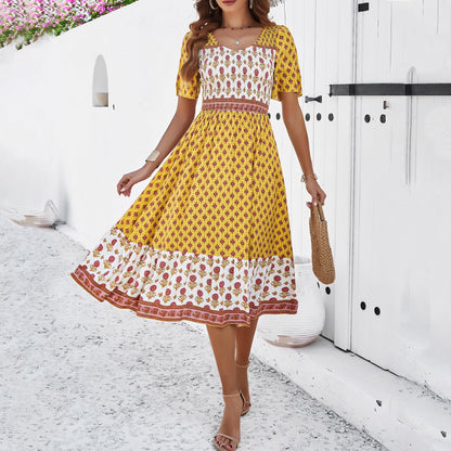 Vestido midi de verano estampado estilo bohemio de Isabella Sol