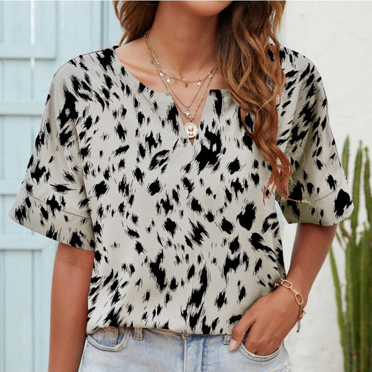 Top estampado con cuello en V para uso diario de Isabella Sol