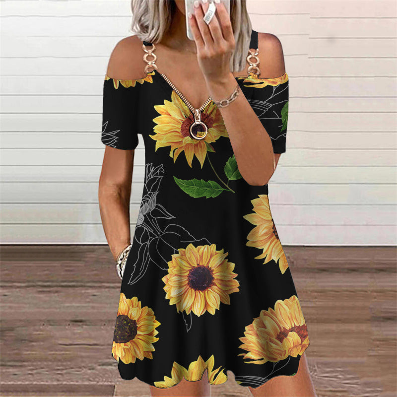 Elegante vestido estampado de manga corta de Isabella Sol