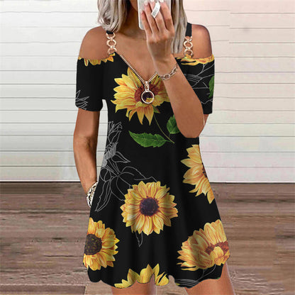 Elegante vestido estampado de manga corta de Isabella Sol