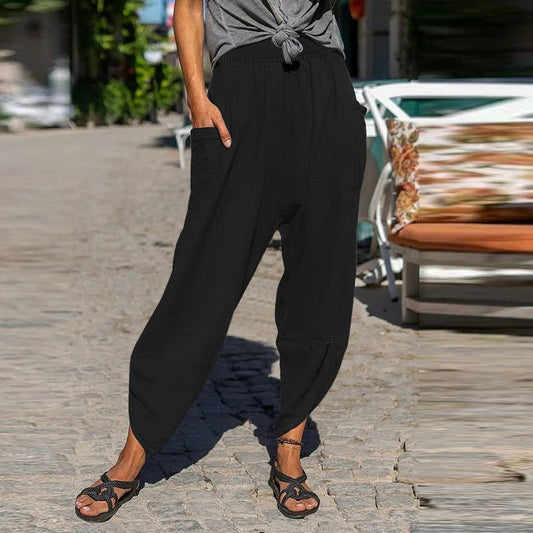 Pantalones casuales de algodón Isabella Sol de corte relajado