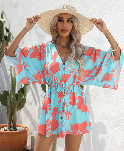 Vestido de verano con estampado de hojas de Isabella Sol