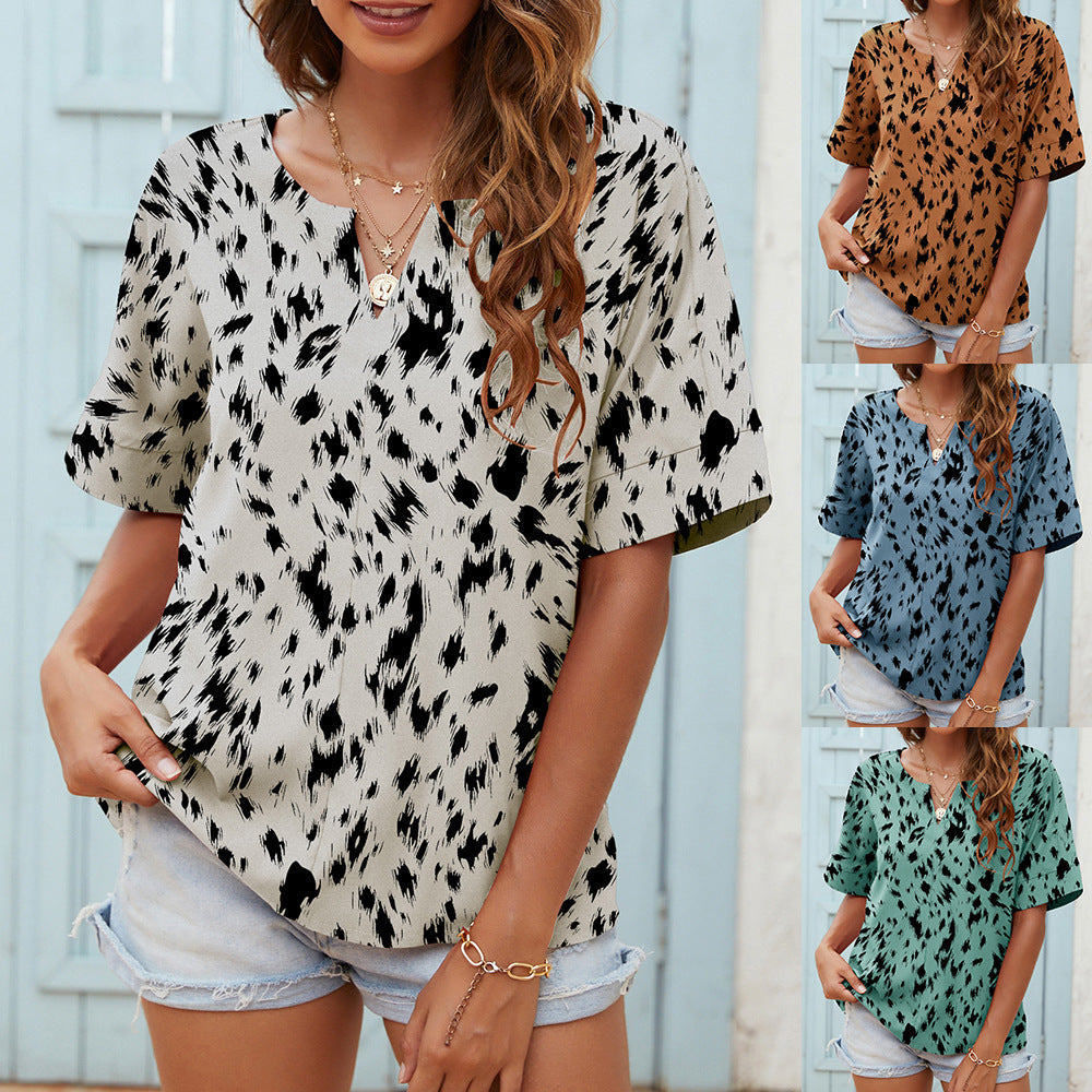 Printed V-Neck Everyday Top by Isabella Sol