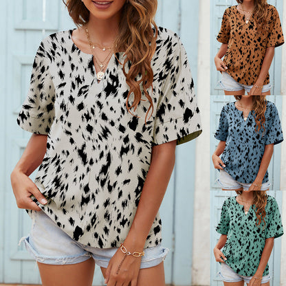 Printed V-Neck Everyday Top by Isabella Sol