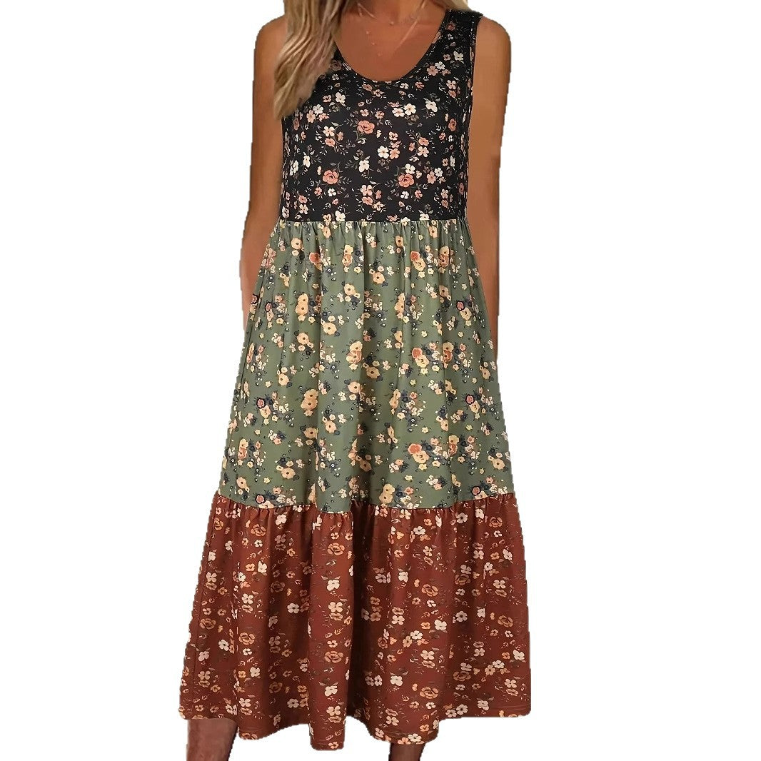 Vestido chaleco informal de Isabella Sol con estampado floral y volantes