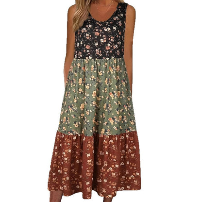 Vestido chaleco informal de Isabella Sol con estampado floral y volantes