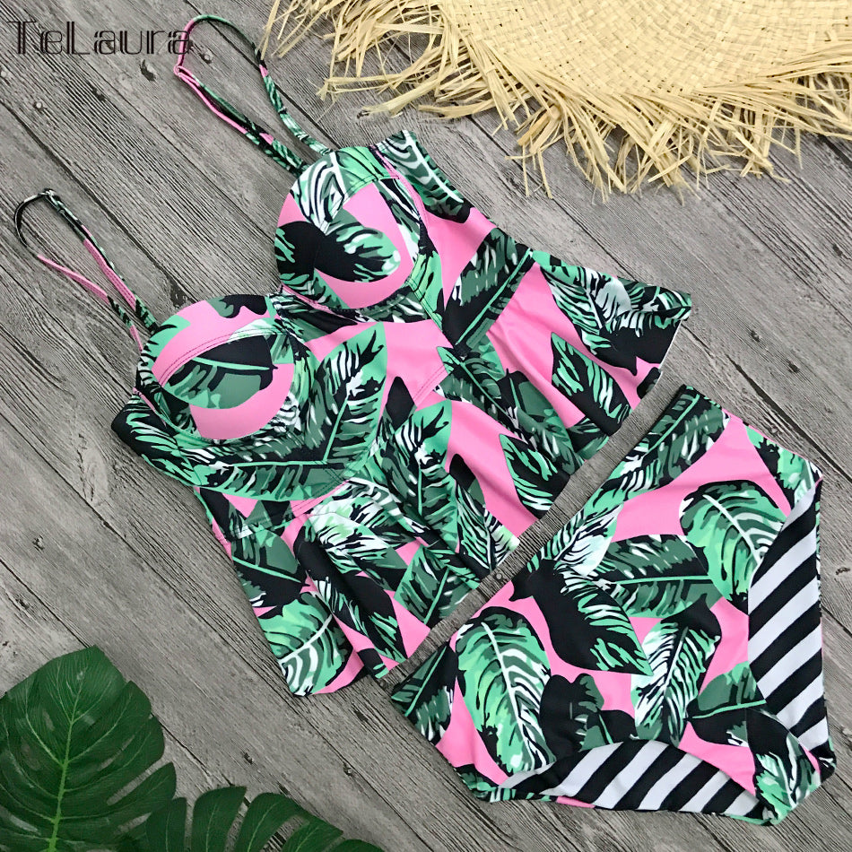 Bikini floral de talle alto de Isabella Sol Swimwear