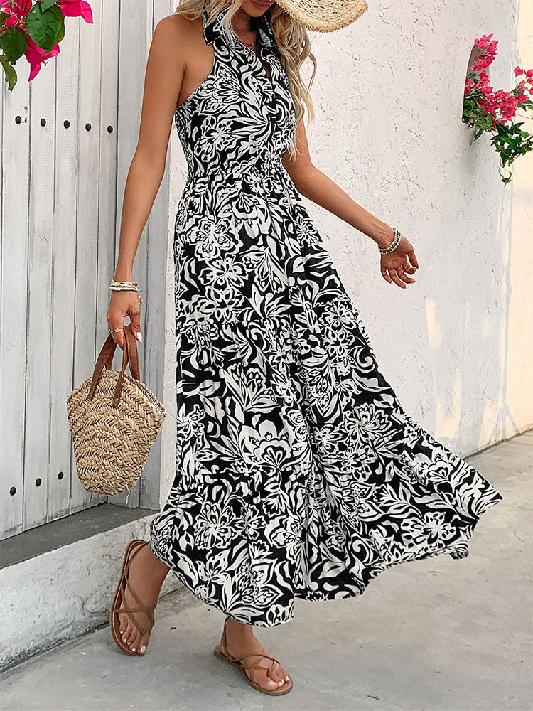 Elegante vestido halter floral de Isabella Sol