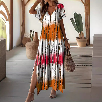 Elegante vestido largo tie-dye de Isabella Sol