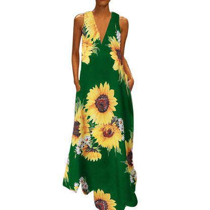 Vestido largo sin mangas con estampado floral bohemio de Isabella Sol