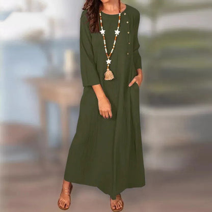 Vestido vintage de lino de manga larga de Isabella Sol