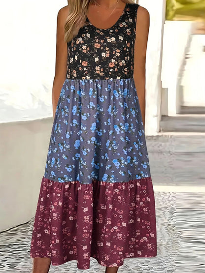 Vestido chaleco informal de Isabella Sol con estampado floral y volantes