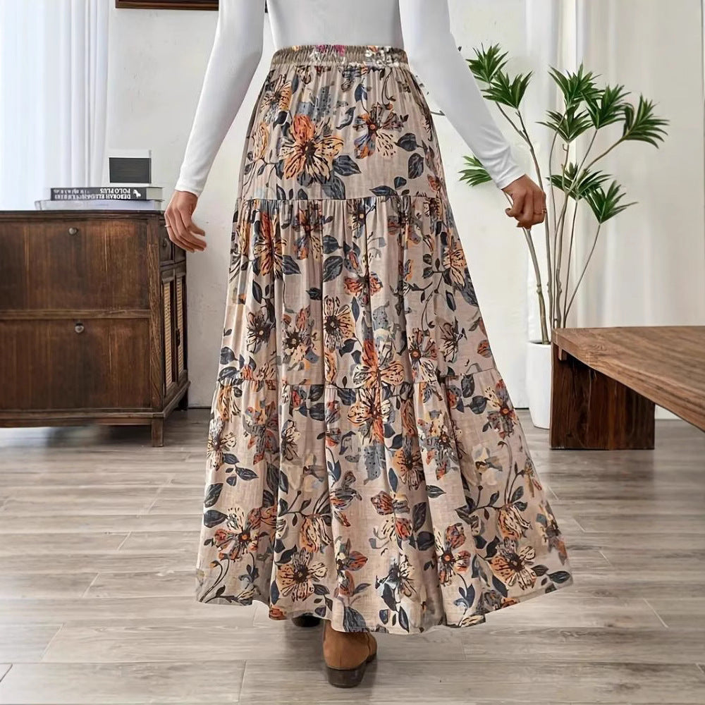 Falda midi Isabella Sol con estampado floral bohemio