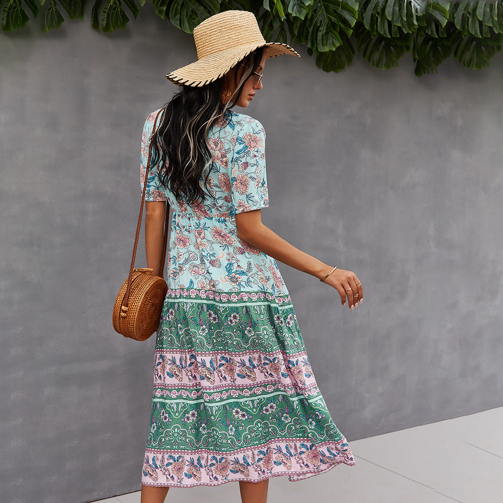 Vestido bohemio estampado floral estilo Isabella Sol para verano