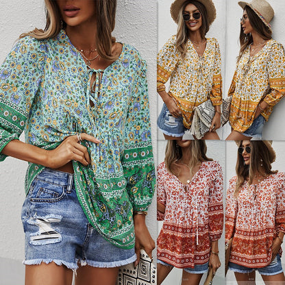 Bohemian Floral Isabella Sol Printed Summer Top