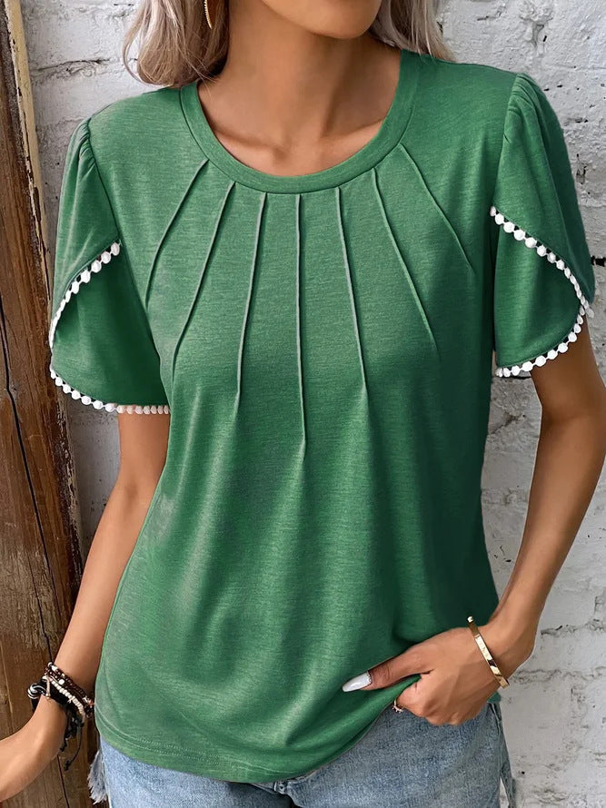 Camiseta de verano elegante de Isabella Sol con mangas tipo tulipán