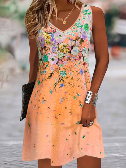Vestido sin mangas de corte A con estampado floral de Isabella Sol.