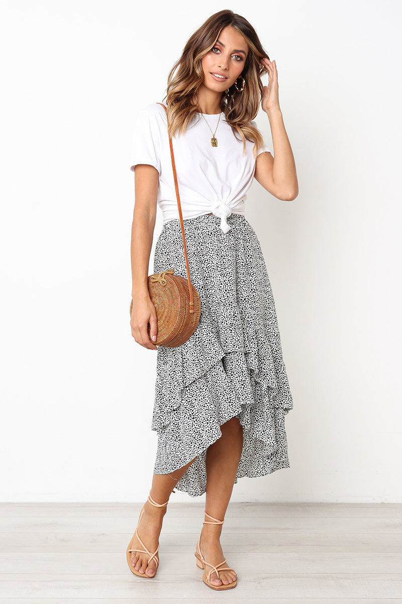 Falda midi con volantes florales de Isabella Sol